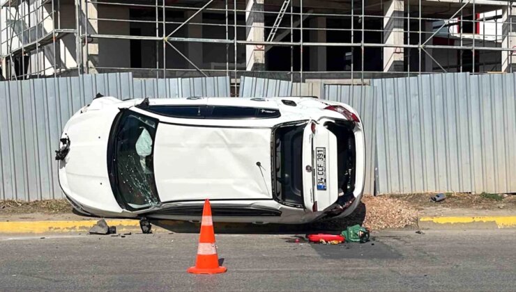 Kocaeli’de vince çarparak takla atan arabada şoför burnu bile kanamadan kurtuldu