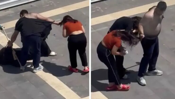 Anne ve kızını sokak ortasında bu türlü darbetti! O anlar kamerada