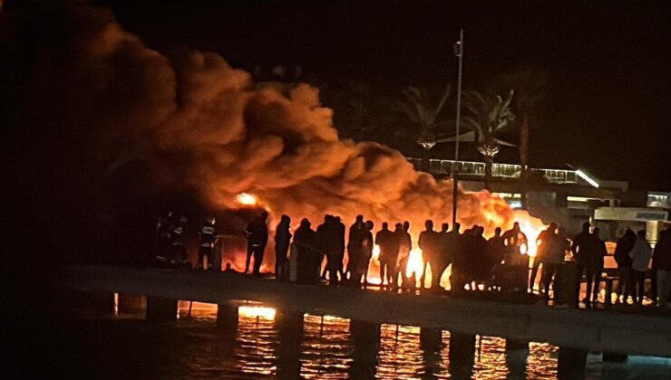 Bodrum’da bir marina çıkan yangında 5 motoryat yanıyor